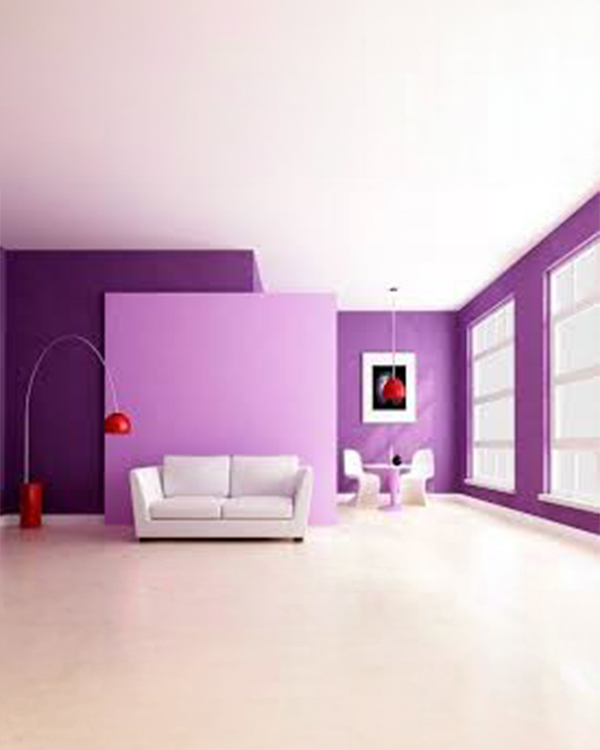 Bedroom wall painted in soft tones with decorative accents